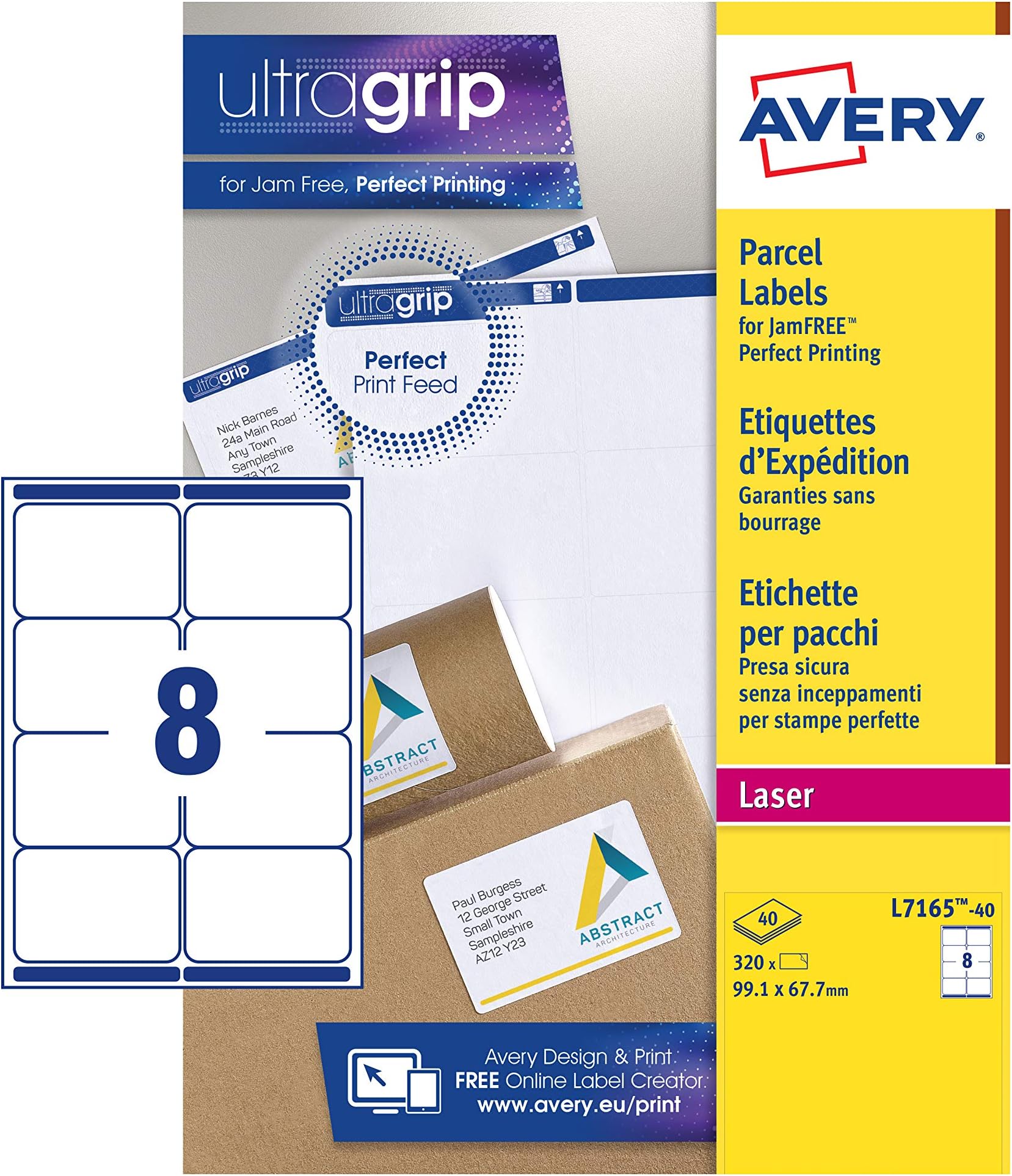 ParcelLabel Self-Adhesive White Label 82 x 53mm Pack of 16 Hanging