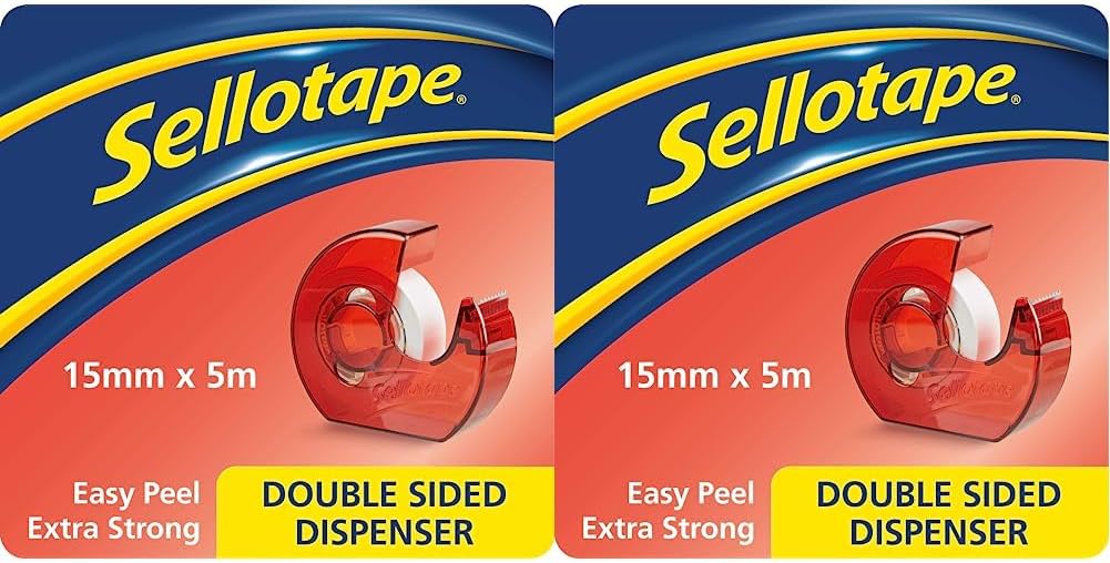 Sellotape Double Sided Tape & Dispenser 15mm x 5m Hanging