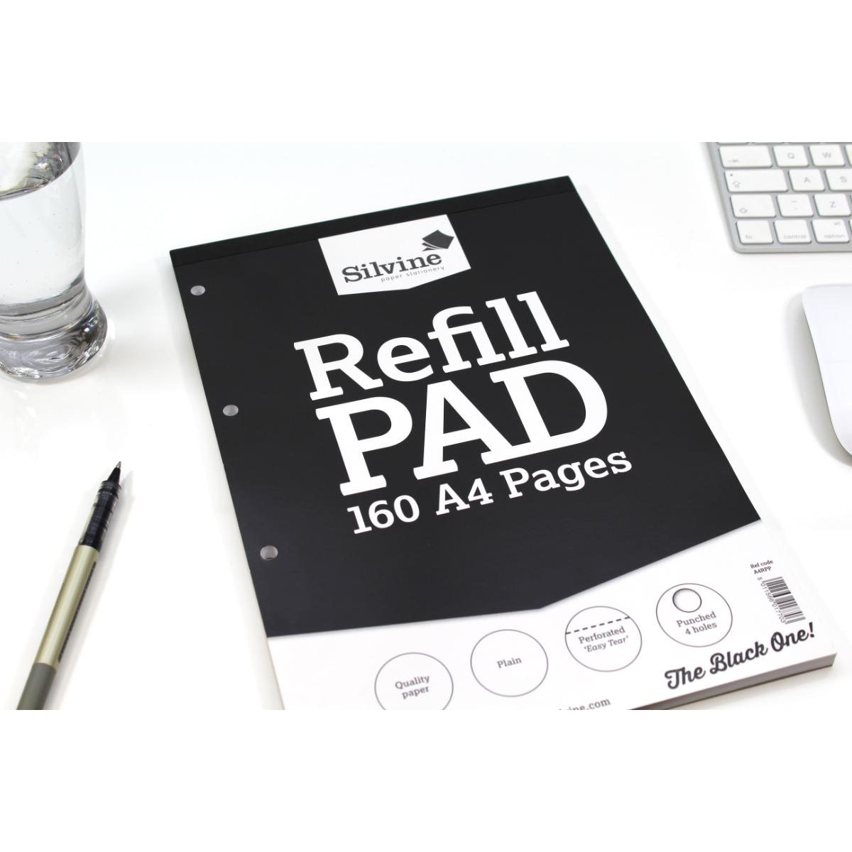 Silvine A4 Refill Pad 160 Pages Plain Black