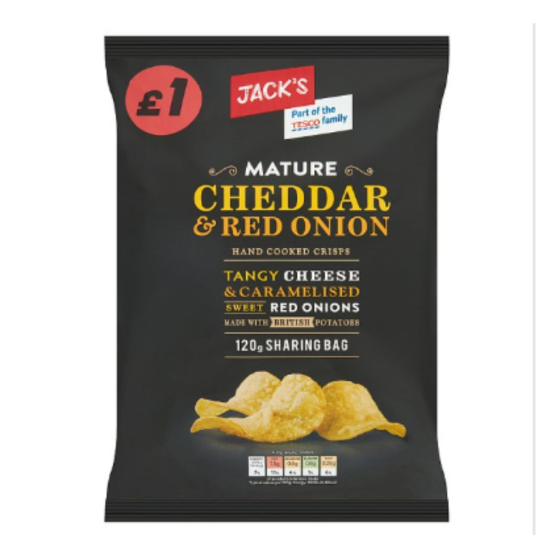 Jack's Mature Cheddar & Red Onion Hand Cooked Crisps 120g
