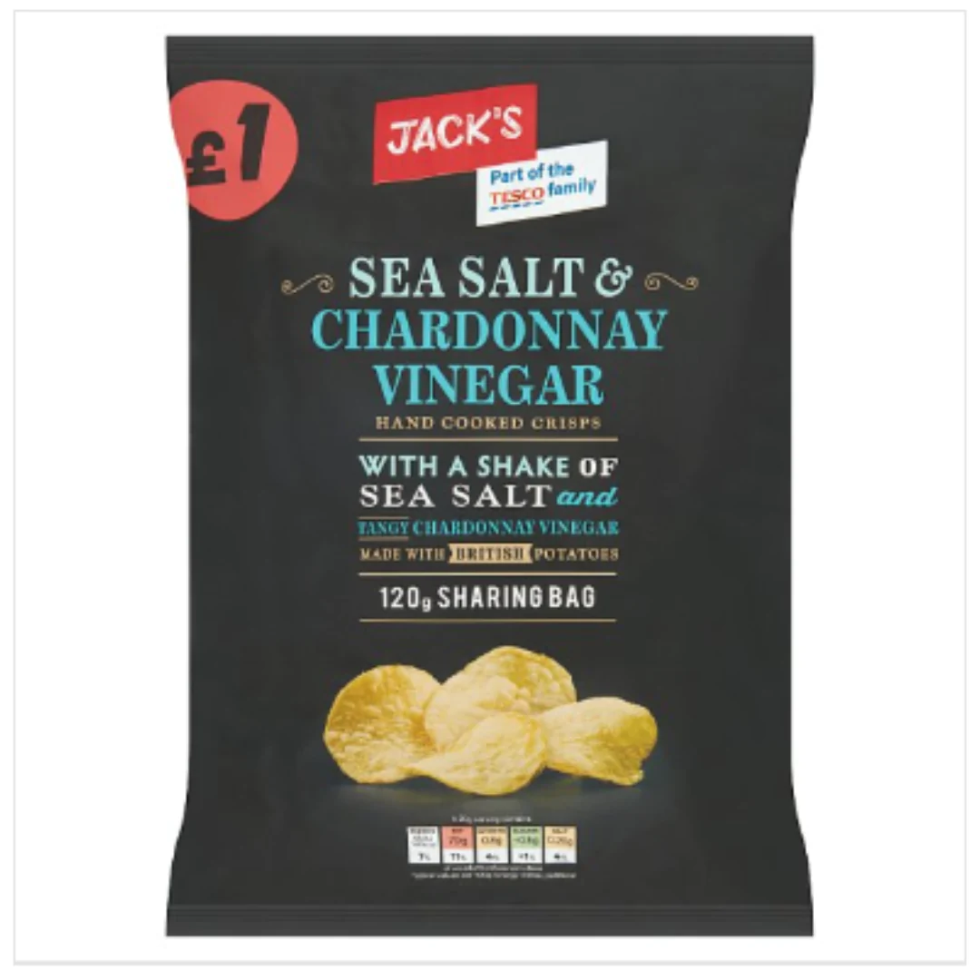 Jack's Sea Salt & Chardonnay Vinegar Hand Cooked Crisps 120g