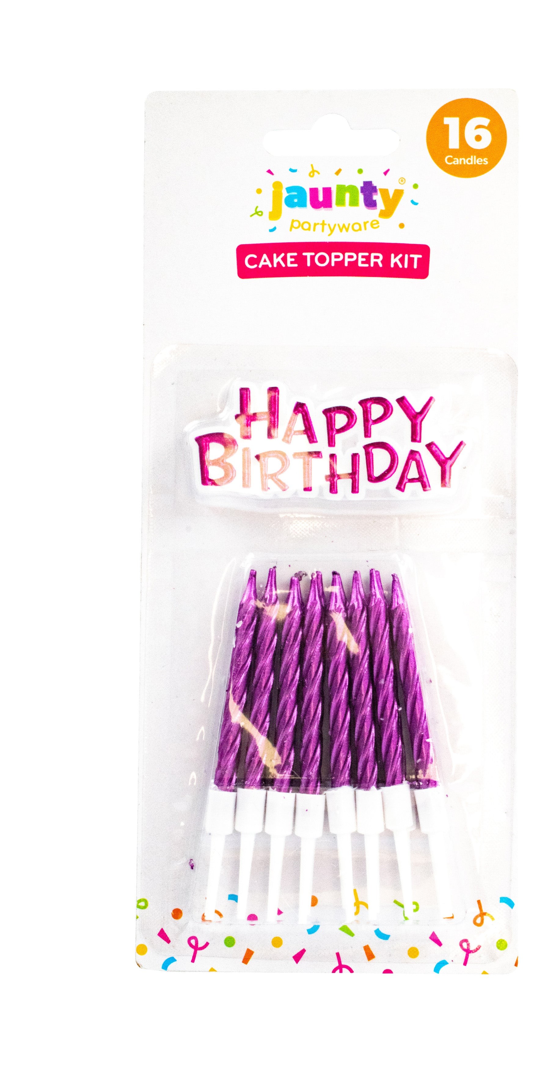 Jaunty Metallic Birthday Candles With Happy Birthday Banner 16pcs