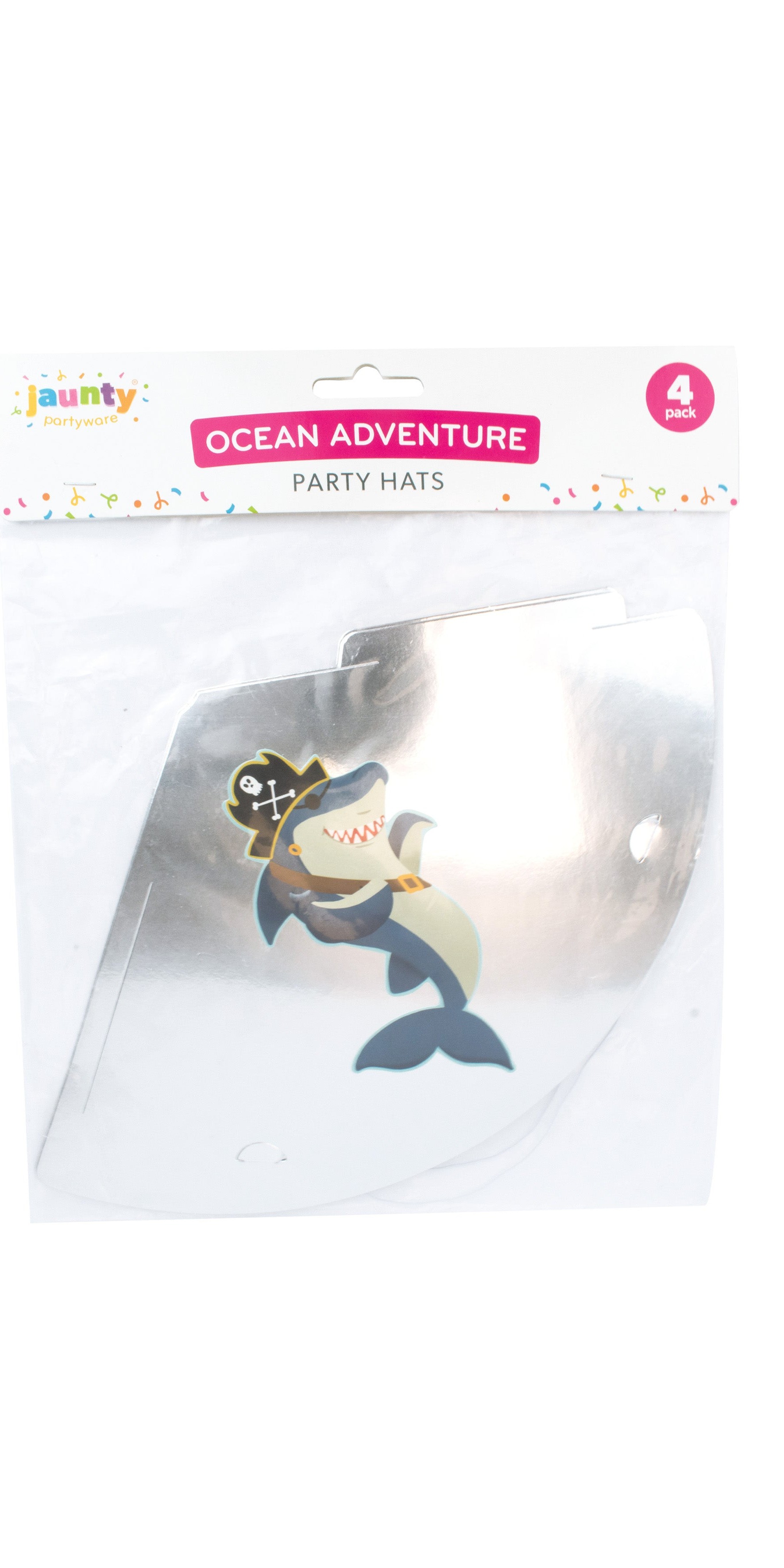Jaunty Ocean Adventure Party Hats 4pcs - Shark (Boy)