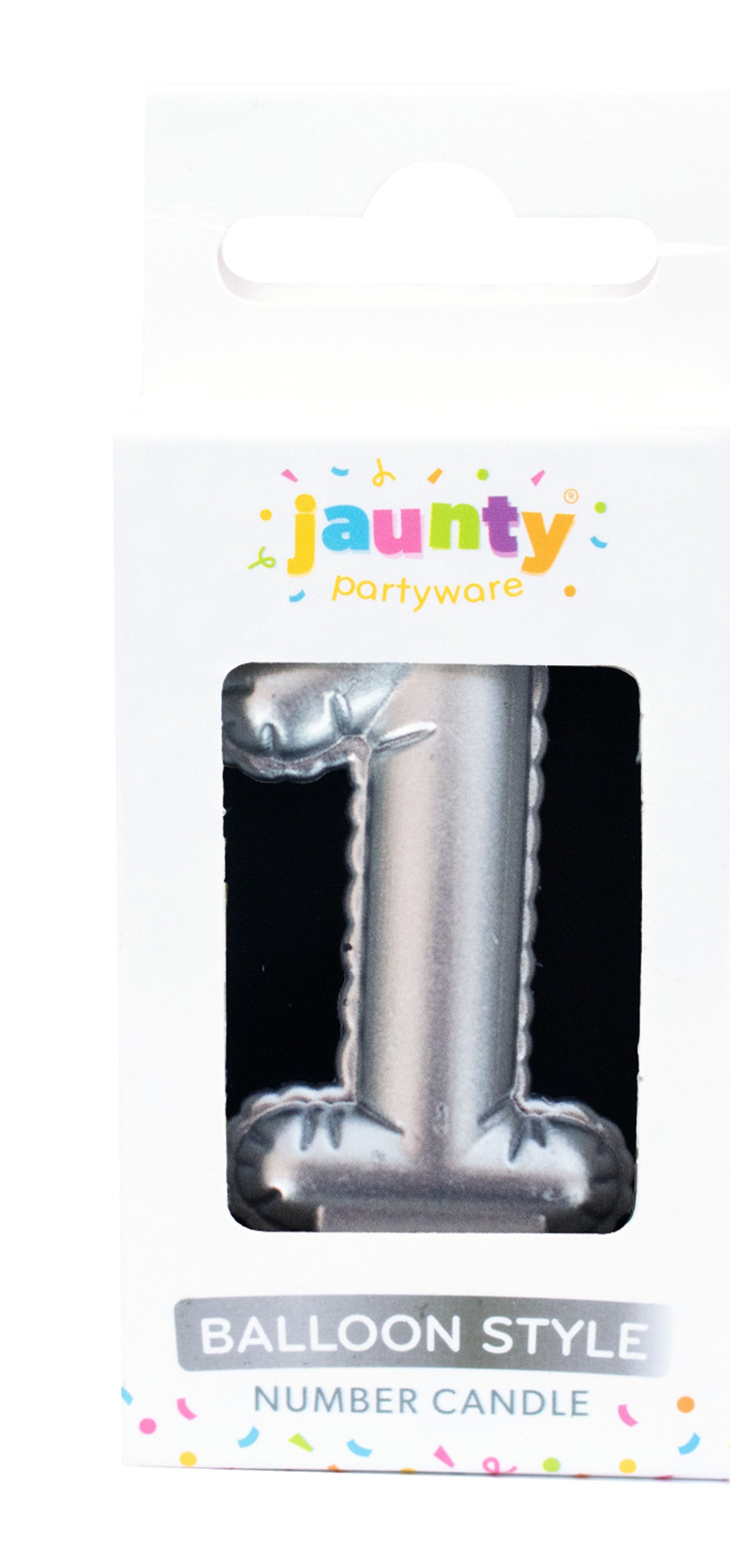 Jaunty Silver Metallic Balloon Number Candle
